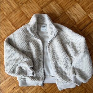 Abercrombie & Fitch zip up herringbone faux fur jacket